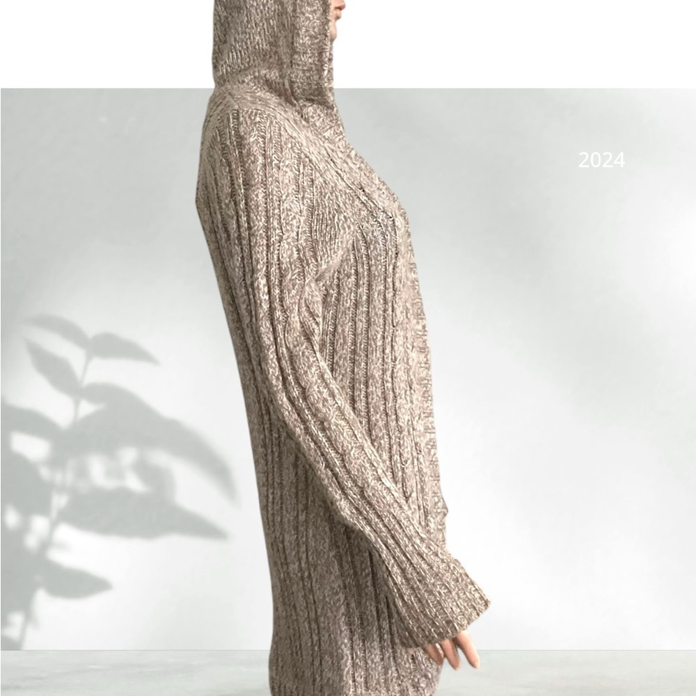 Hooked Up Hooded Sweater‎ SZ XL Women Dark Oak Ivory Winter Casual Corpcore Fall - Picture 3 of 8